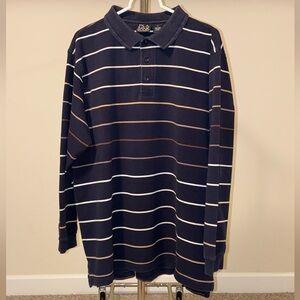 Jos. A. Bank Men’s Traveler Long Sleeve Navy Multi Stripe Polo